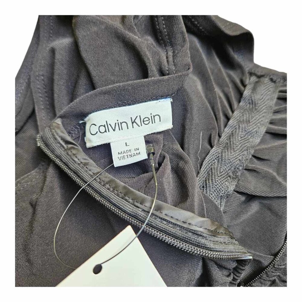 NWT Women’s Calvin Klein Ruched Black Sleeveless Blouse Size L - Picture 4 of 7